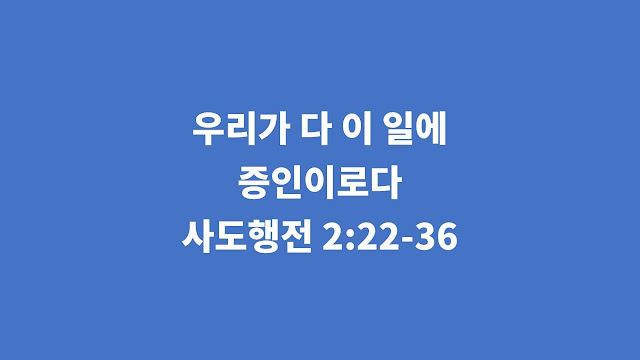 사도행전 2장 22절-36절, 우리가 다 이 일에 증인이로다 - 사도행전 강해설교