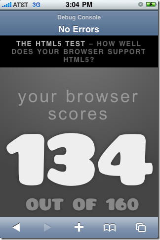 HTML5Test: Safari in iPhone OS 4.0