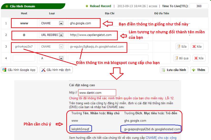 Hướng dẫn cách trỏ tên miền riêng cho Blogspot - Blogger