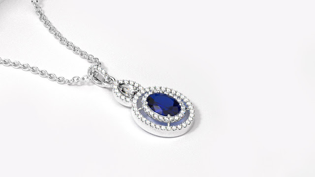 Oval Blue Sapphire Pendant