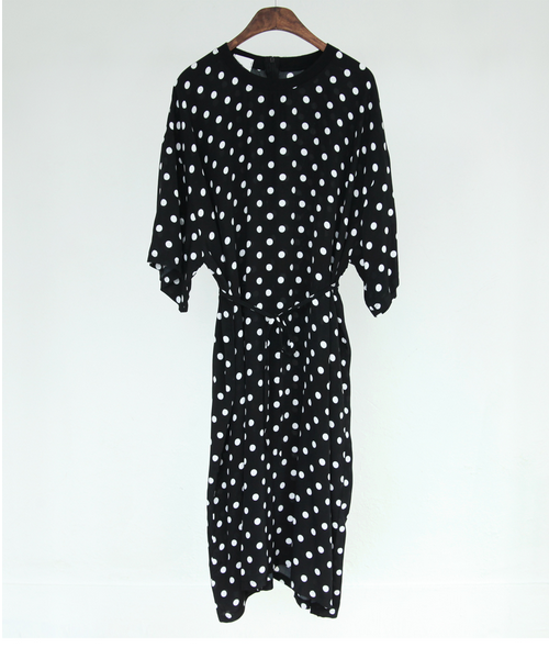 Loose Belted Polka Dot Dress