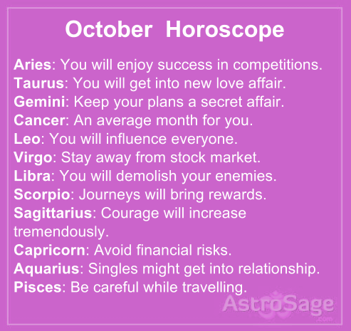 October horoscope 2015 has come to tell you everything about future.