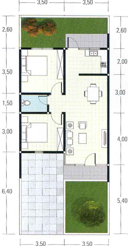  : Desain denah dan desain rumah minimalis type 60 1 dan 2 lantai