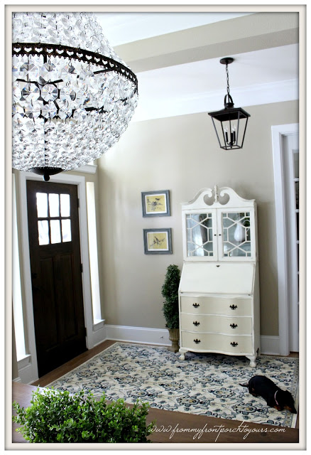 french country foyer-vintage secretary- from my front porch to yours