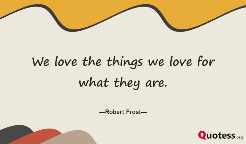 We love the things we love for what they are.