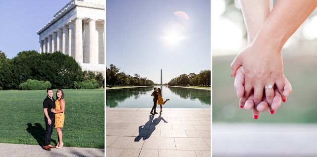 Summer Sunrise Engagement Session at the Lincoln Memorial photographed by Heather Ryan Photography