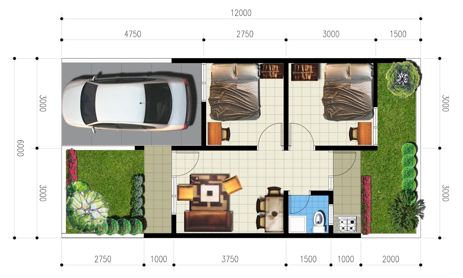 Denah Rumah Type 36 Dan 45 Arsihome