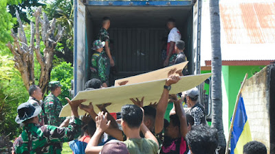 Pesanan Bahan Material RTlH Tiba di Lokasi Program Miniatur Binter Unggulan TNI-AD Wilayah Korem 161/WS