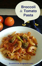 Broccoli & Tomato Pasta Recipe @ treatntrick.blogspot.com