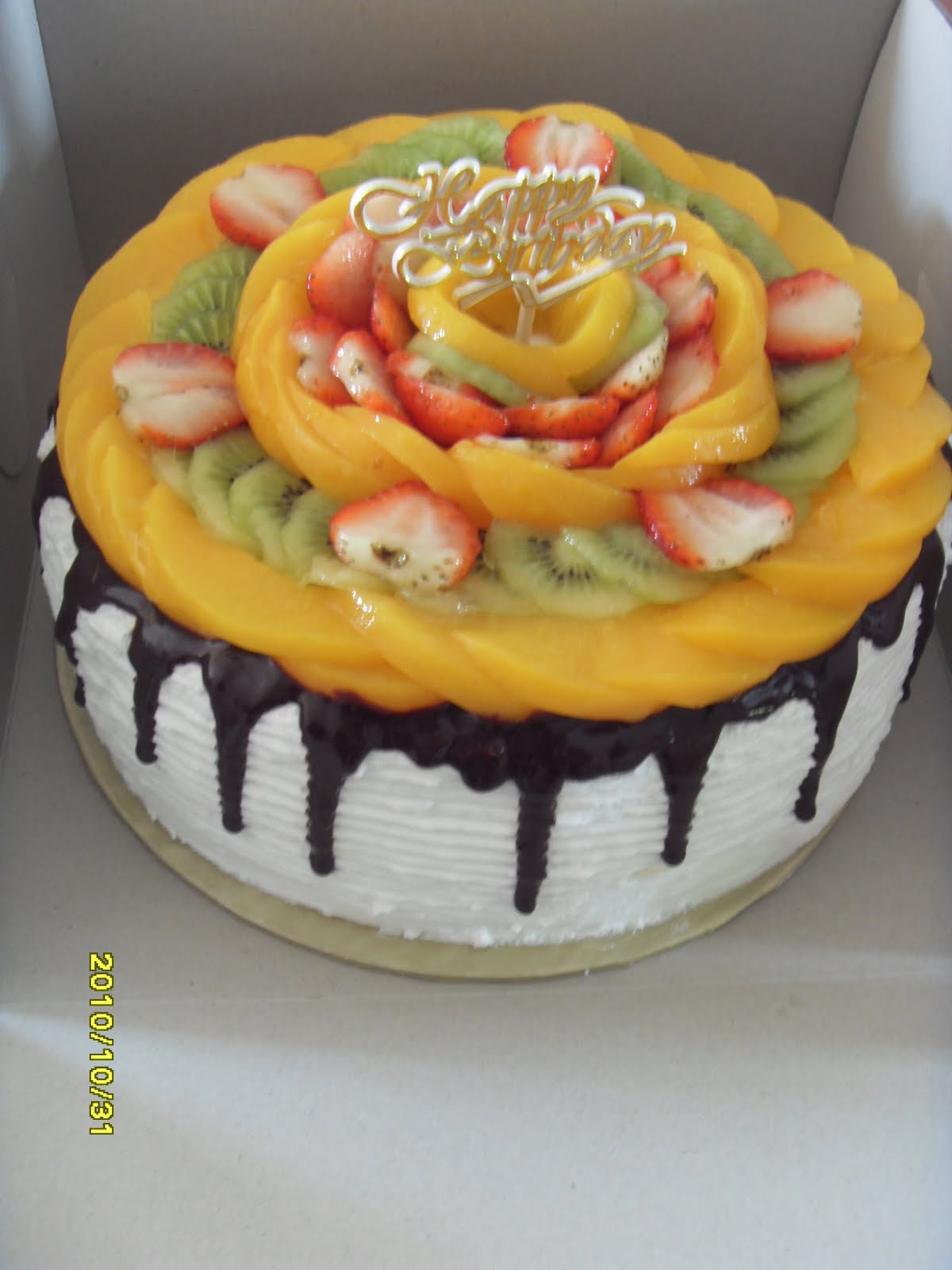 Mix fruit flan cake with cream cheese fruity filling