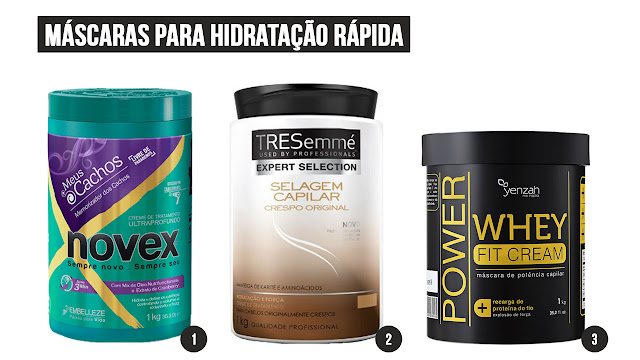 máscaras de tratamento que são específicas para usar durante o banho que agem mais rápido, de 3 a 5 minutos.