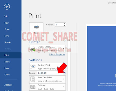 cara print / cetak halaman secara acak di Ms word