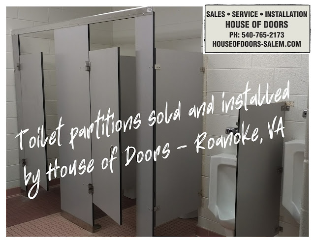 Phenolic toilet partitions sold and installed by House of Doors - Roanoke, VA 