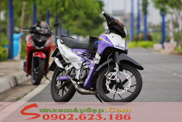 Sơn xe Satria Xipo màu trắng tím đen [Xipo_SG2004]