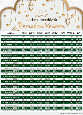 Jadwal Imsakiyah 1439 Hijriah / 2018 Masehi