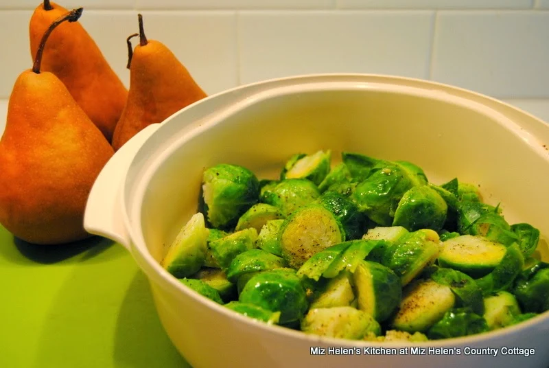 Roasted Brussels Sprouts with Pears  at Miz Helen's Country Cottage