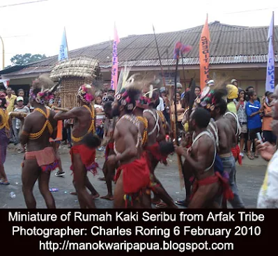 A tribe from Arfak mountains in traditional costume were participating in Karnaval Budaya