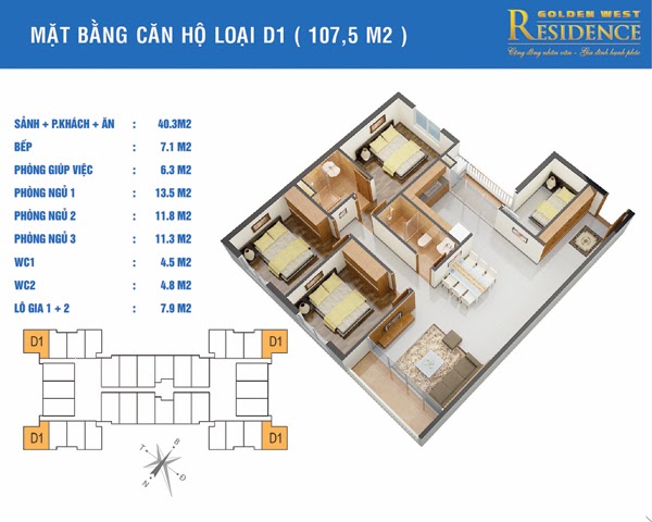 Căn D1 107,5m2