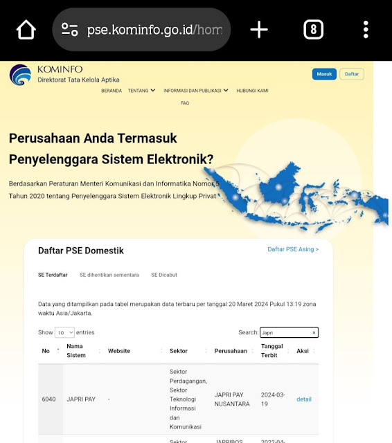 Legalitas PT. Japri Pay Nusantara