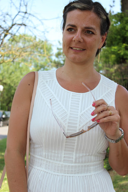 robe blanche maje, look du jour, sandales minelli, les petites bulles de ma vie