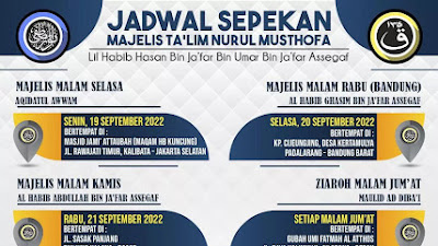 Jadwal Majlis Nurul Musthofa 18-24 September 2022