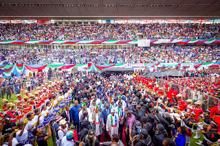2023 Presidential candidate of the ruling All Progressives Congress (APC), Asiwaju Bola Ahmed Tinubu, alongside his running mate, Kashim Shettima, take 2023 presidential campaign to Akwa Ibom State