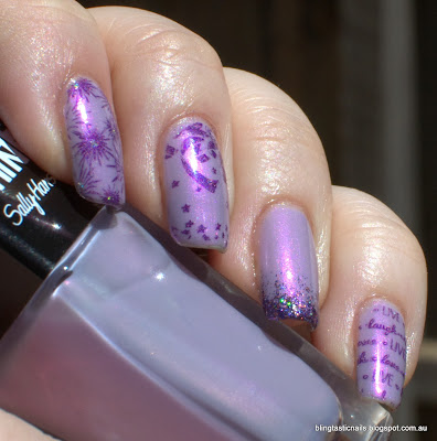 Sally Hansen Drama Sheen with Color Club Wild at Heart stamping