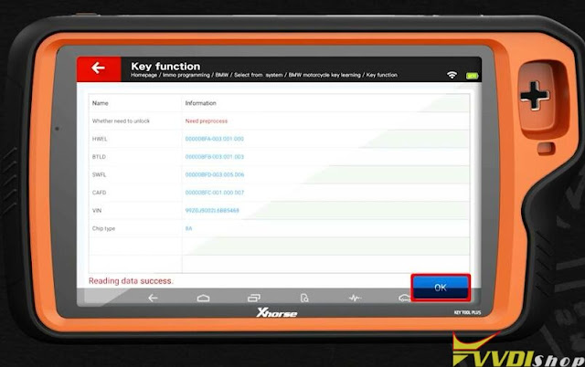Program BMW Motorcycle XM38 Key with VVDI Key Tool Plus 8