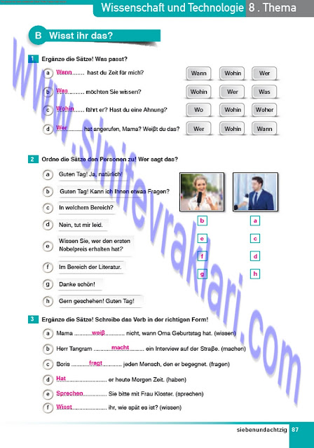 Almanca A1.2 Çıpa Yayınları Çalışma Kitabı Cevapları Sayfa 87