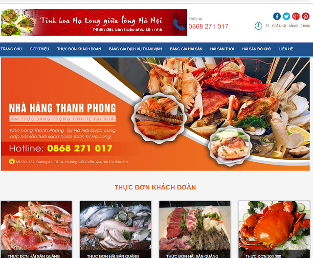Thiết kế website nhà hàng đẹp hiện đại chuyên nghiệp
