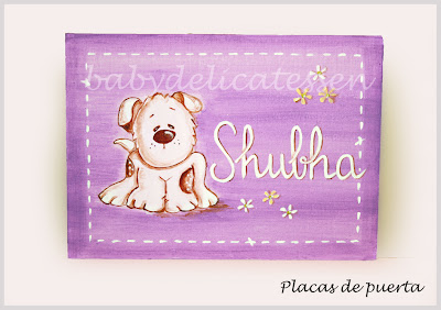 placa de puerta infantil perrito nombre Shubha babydelicatessen