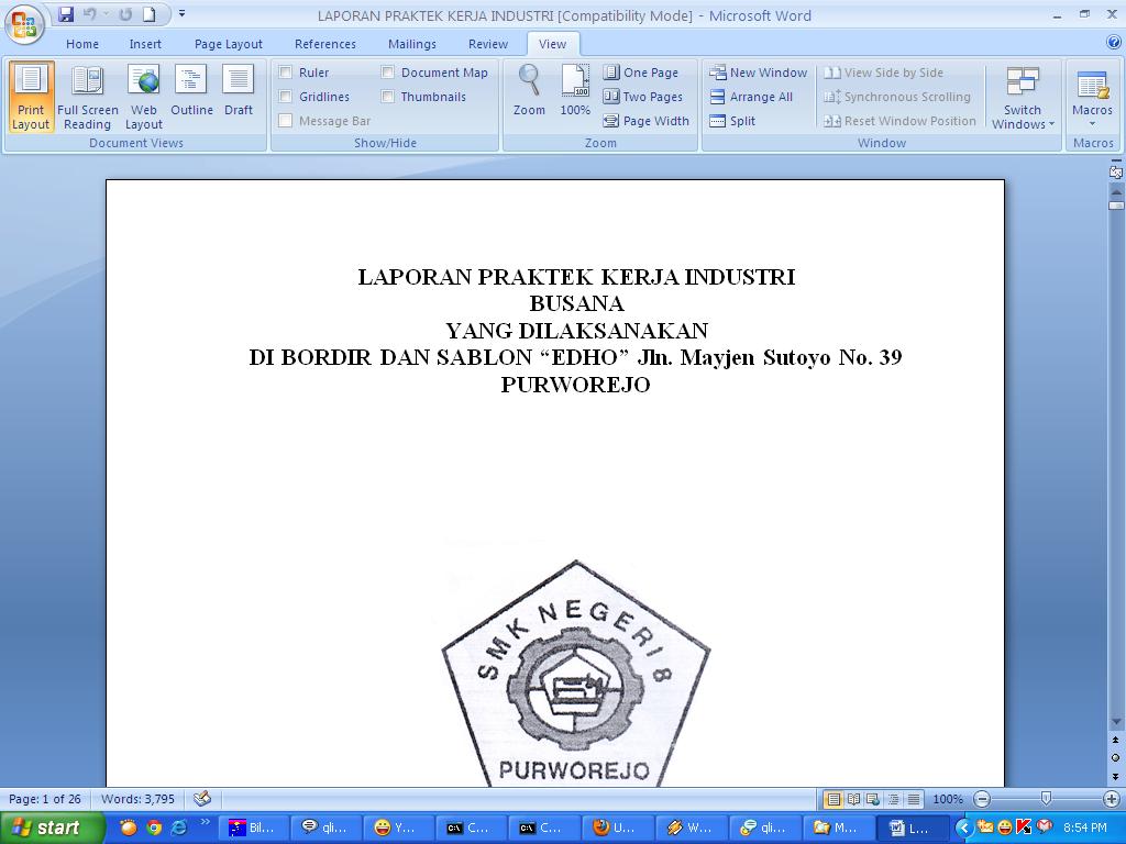 Contoh Pembuatan Laporan Praktek Kerja Industri , Laporan dalam contoh ...