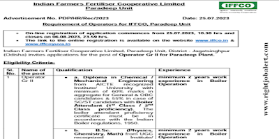 Operator Chemical and Mechanical Engineering Jobs in Indian Farmers Fertiliser Cooperative Limited