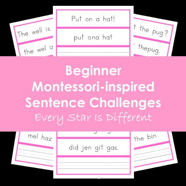Beginner Montessori-inspired Sentence Challenges
