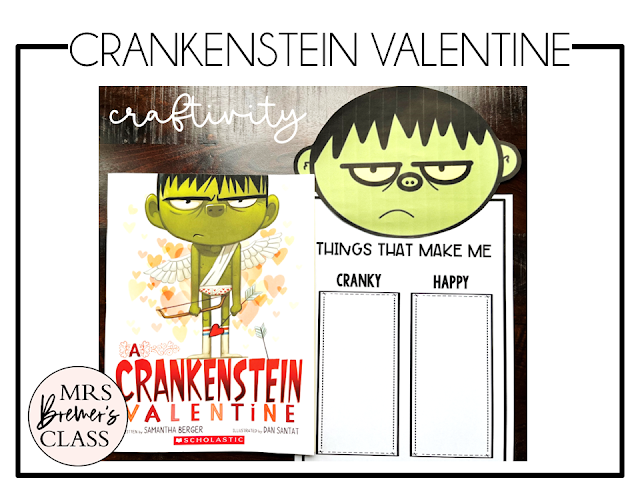 A Crankenstein Valentine book activities unit with read aloud companion printables, reading comprehension worksheets, literacy lesson ideas, and a craft for K-2