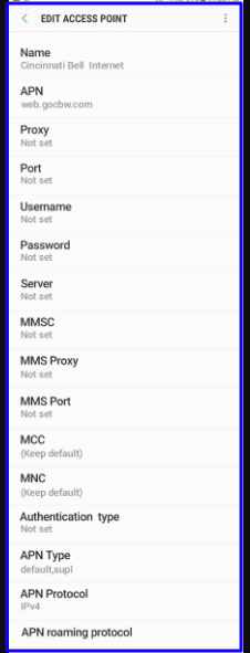 Cincinnati Bell 4G APN Settings