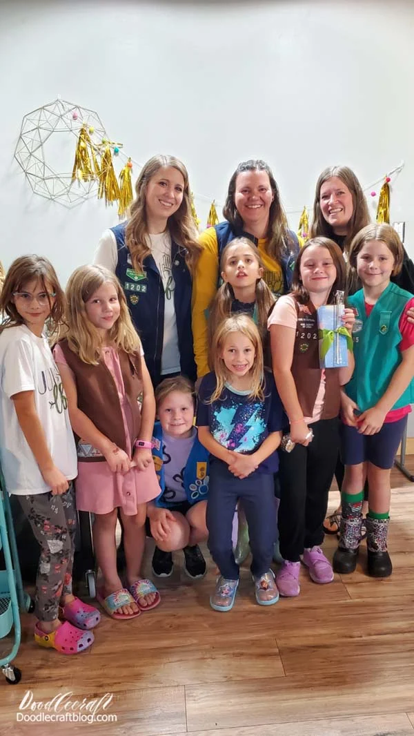 The Girl Scouts were so fun to have over!   The quote they put on their tumbler said "I am smart, I am strong and I can do anything!"   I told them that they really can do anything--that for my work, I get to stay at home and craft!   They agreed that it was a pretty awesome job!