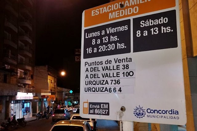 No habrá estacionamiento medido durante el feriado en Concordia