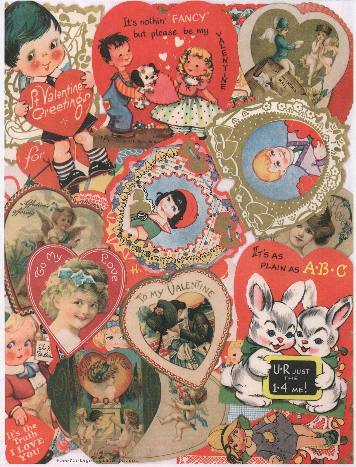 **FREE ViNTaGE DiGiTaL STaMPS** Free Printable Vintage Valentine Collage