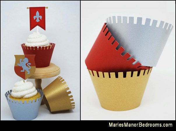 medieval party decorations Medieval Castle Cupcake Wrappers Coat of Arms Cupcake Toppers