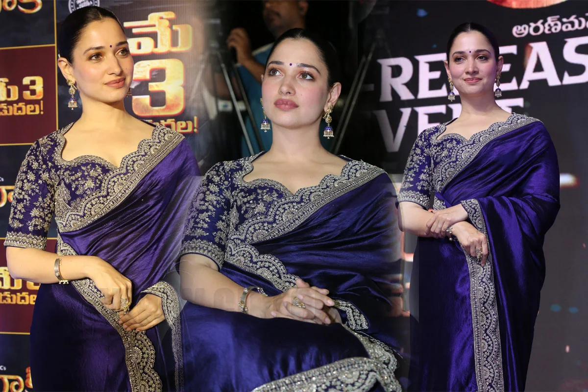 Tamannaah Bhatia saree Photos at Baak Movie Pre release