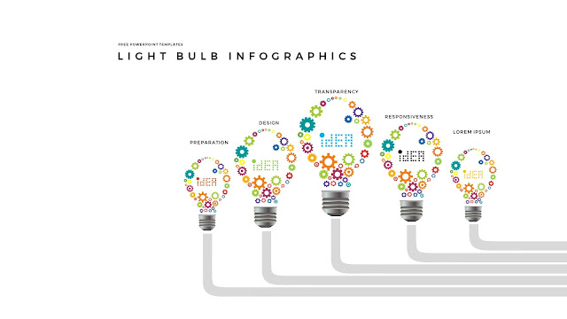 Infographic Free PowerPoint Templates with Light Bulb and Gear Diagrams in White Background 