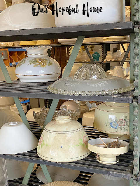 vintage lamp globes thrift store