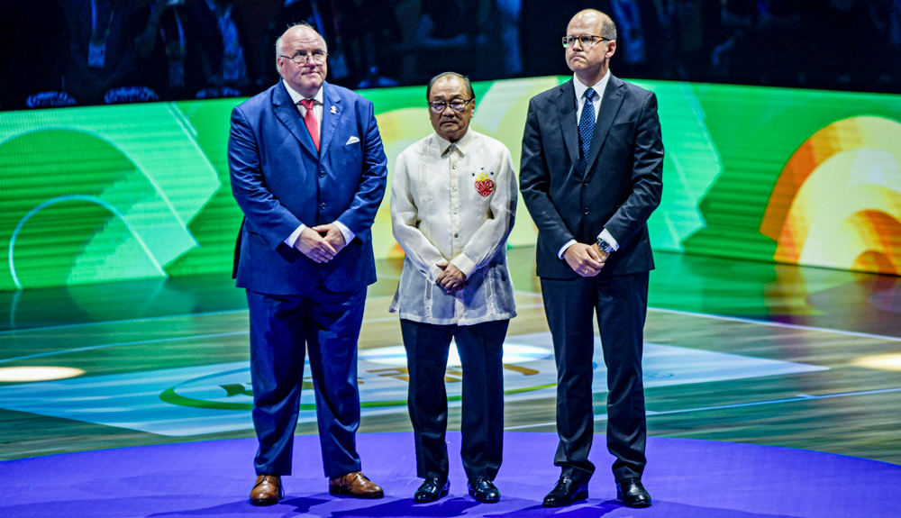 MVP Manny V Pangilinan, Ingo Weiss, President of the German Basketball Federation, FIBA Secretary General, Andreas Zagklis