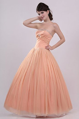 Enchanting+Peach+Strapless+Ball+Gown+Prom+Dress