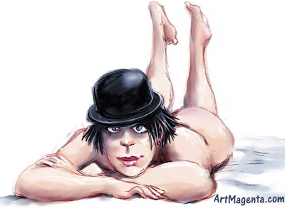 Life drawing model in bowler hat by artist and illustrator Artmagenta