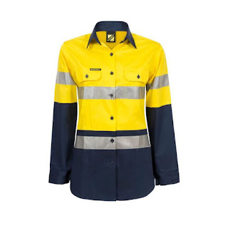 Ladies Lightweight Hi Vis Cotton Work Shirt