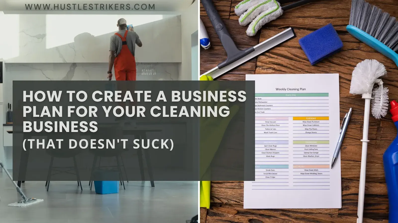 Cleaning supplies and business plan documents