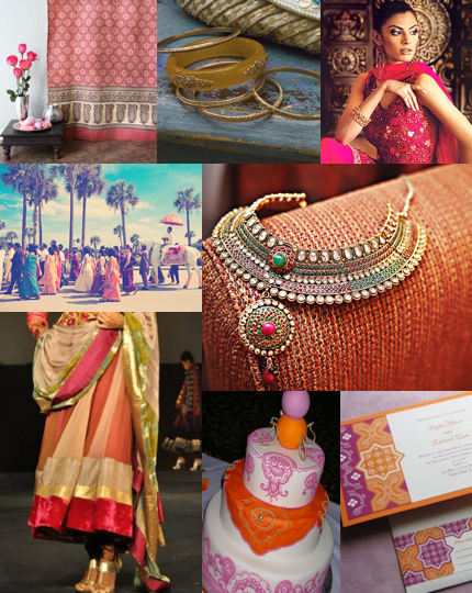 Style Indian Wedding Colors Fuchsia Burnt Orange Gold