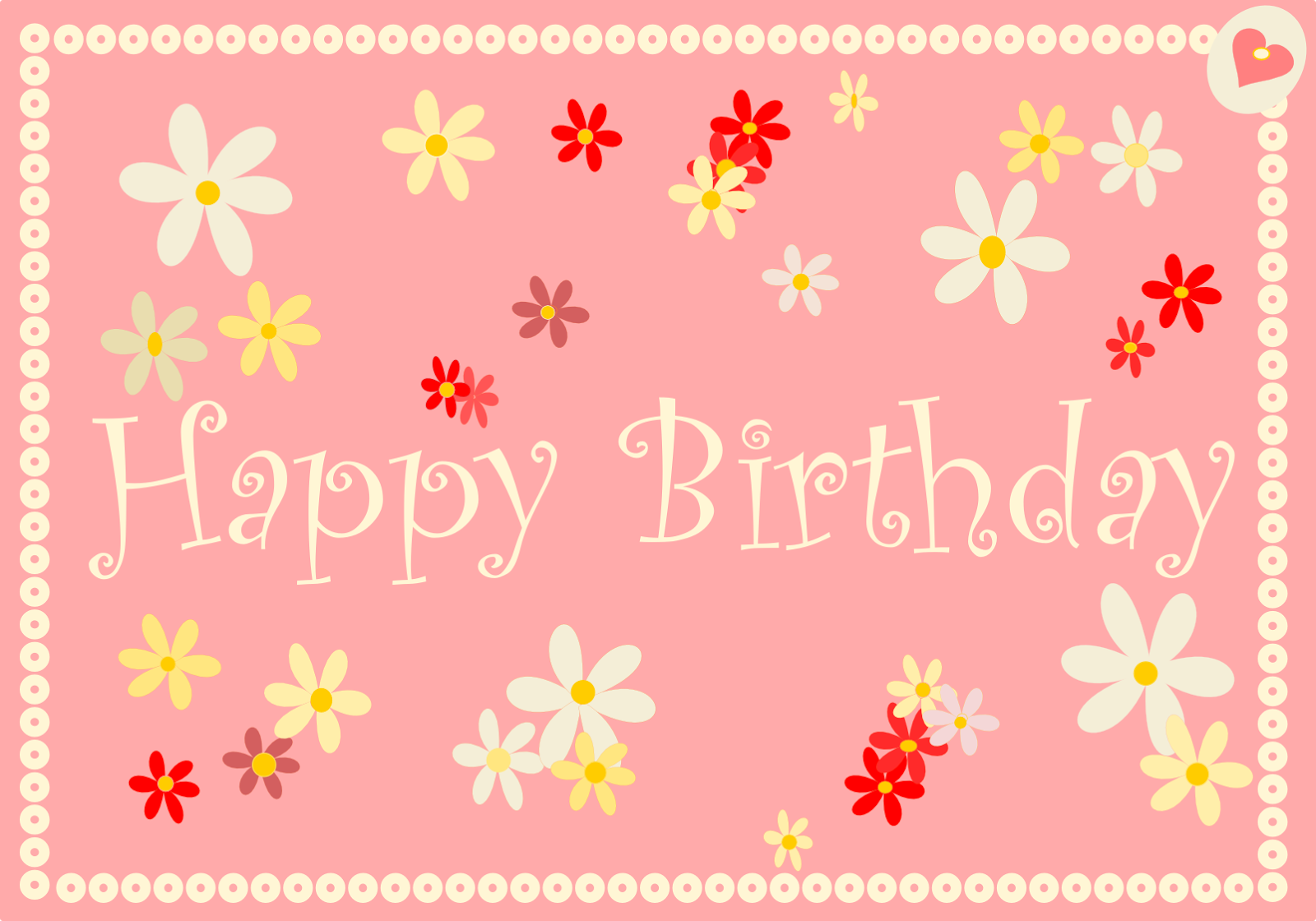 antique pink happy birthday card